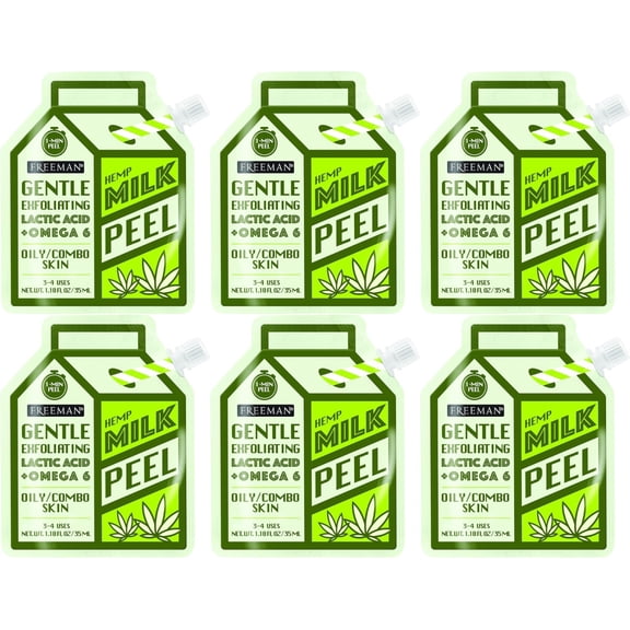 Freeman Gentle Exfoliating Lactic Acid Omega 6 OilyCombo Skin Hemp Milk Peel 6P