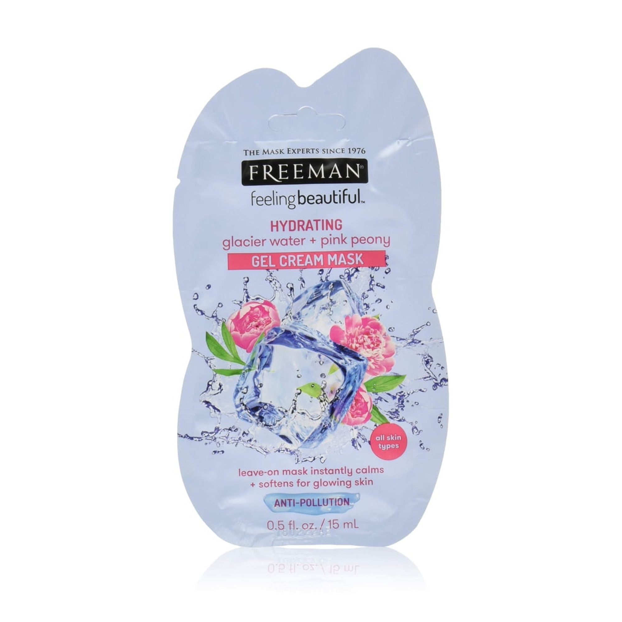 Freeman Hydrating Glacier Water & Pink Peony Gel Cream Facial Mask, 0.5 fl.oz (Pack of 20)