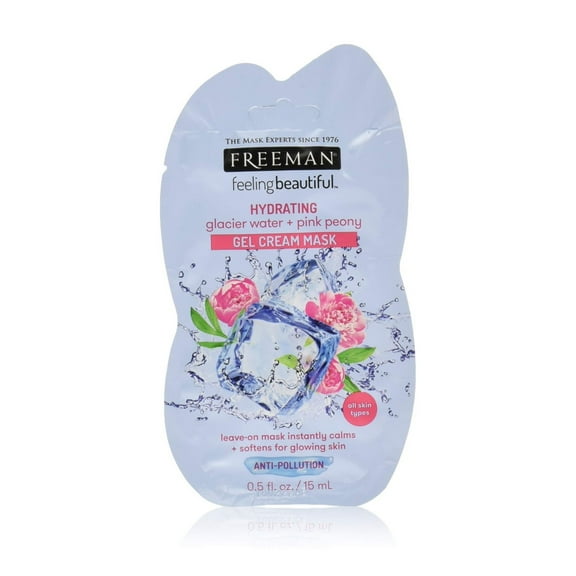 Freeman Hydrating Glacier Water & Pink Peony Gel Cream Facial Mask, 0.5 fl.oz (Pack of 4)