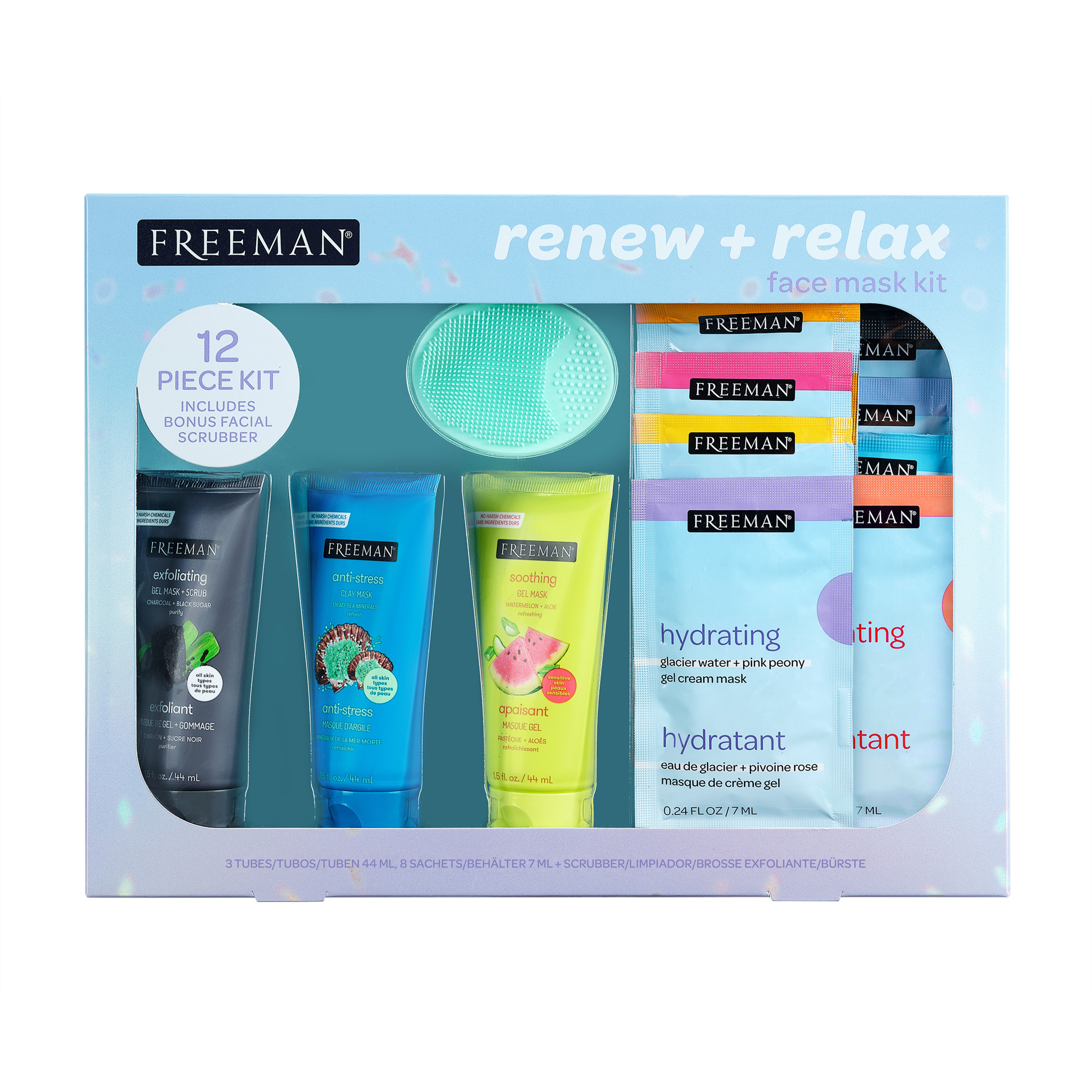 Freeman Limited Edition Renew & Relax Facial Mask Kit, 12 Piece Gift Set - image 1 of 24