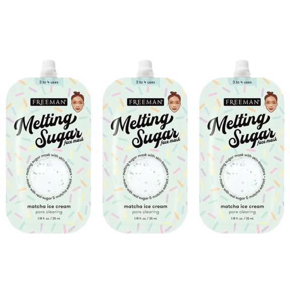 Freeman Melting Sugar Moisturizing Face Mask Matcha Ice Cream 1.18oz Pack of 3