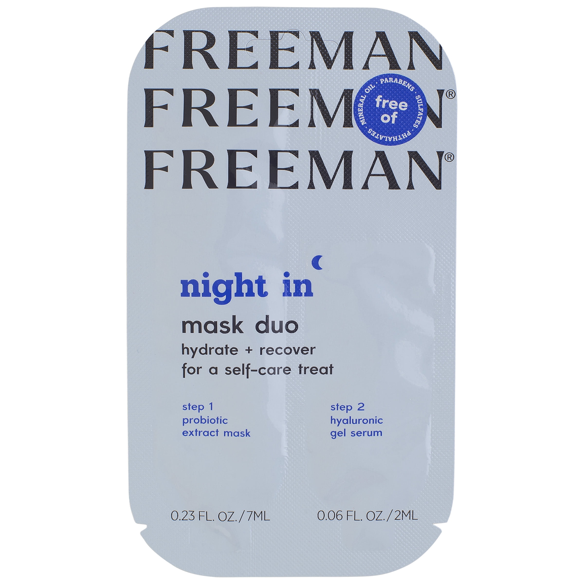 Freeman Night in Recovery Cream & Gel Facial Mask, Leave On AntiAging Mask, 2. Sachets