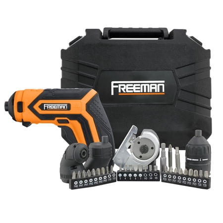 Freeman P36VCMSK 3.6 Volt Cordless 5-in-1 Mini Screwdriver Kit with Charger, Interchangeable Attachments, Hex Bits, and Case