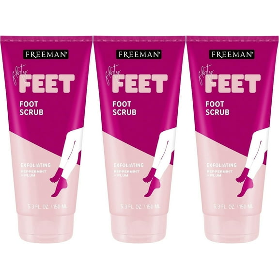 Freeman Peppermint & Plum Foot Scrub, Soothing & Exfoliating, 5.3 oz. Pack of 3