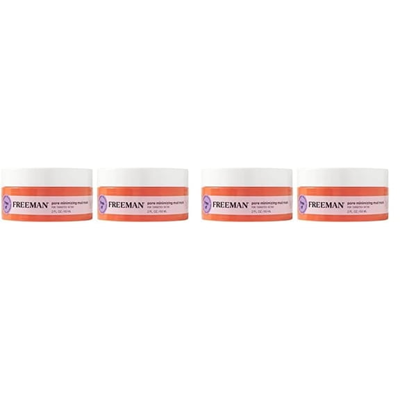 Freeman Pore Minimizing Clay Mud Facial Mask, Koalin Clay, Oil Controlling Face Mask, Reduces Impurities, Perfect For Breakout Prone Skin, Vegan & Cruelty-Free, 2 fl.oz./ 60 ml Jar, 2 Count