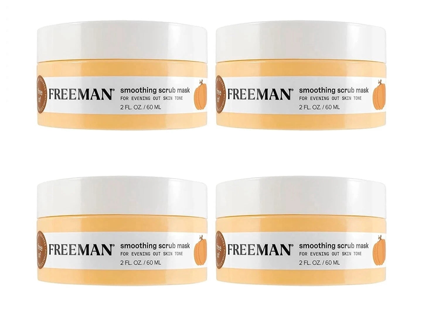 Freeman Pumpkin Scrub Mask, Facial Mask & Face Scrub For Exfoliating Skin-Pack 4