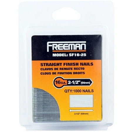 Freeman SF16-25 16-Gauge 2-1/2" Glue Collated Straight Finish Nails (1000 Count)