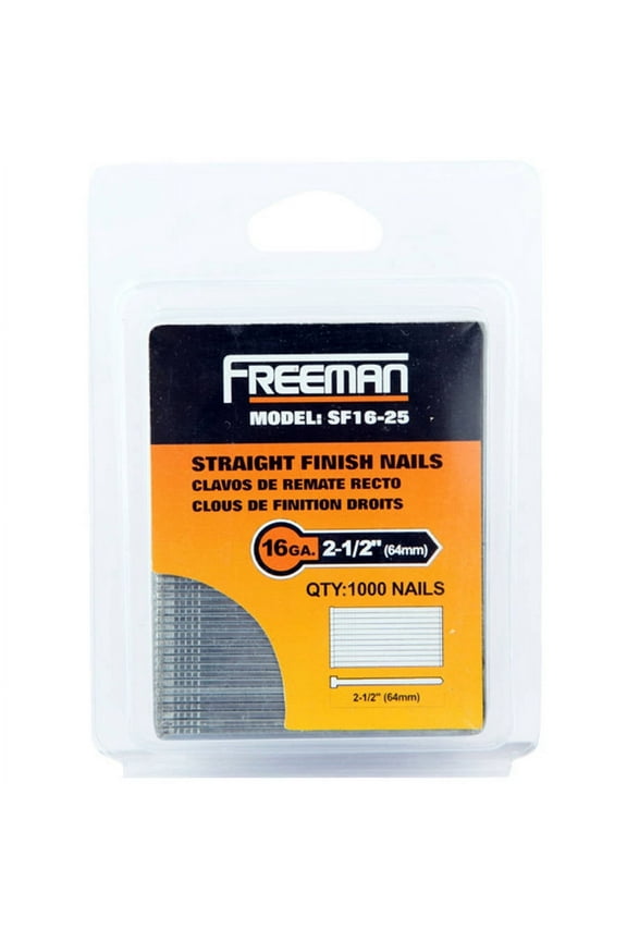 Freeman SF16-25 16-Gauge 2-1/2" Glue Collated Straight Finish Nails (1000 Count)