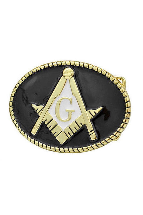 Freemason Belt Buckle / Masonic Buckle - Black and Colorful Lasso Rounded Design