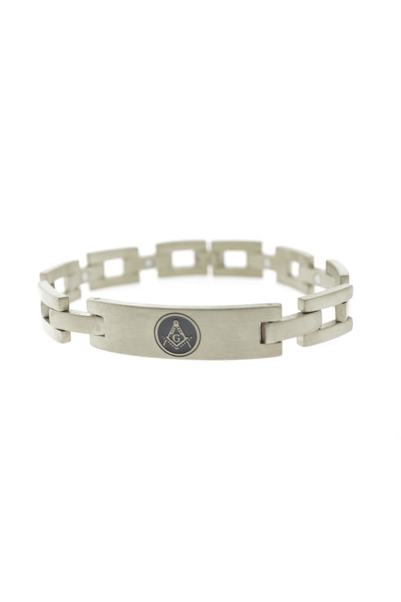 Freemason Bracelet Silver Color Stainless Steel - Square Link Bracelet