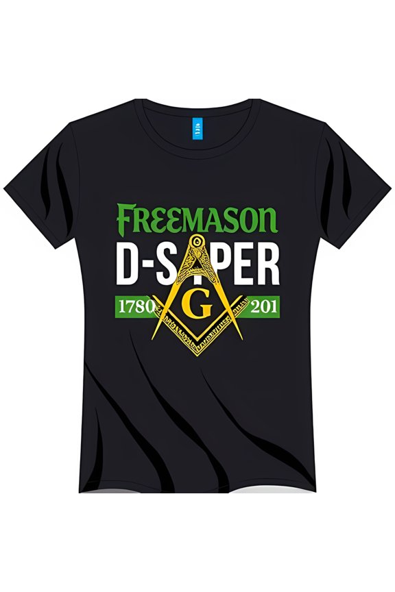 Freemason D S Black T-Shirt with & Square Design 1780 201