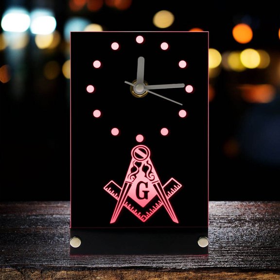 Freemason Electronic Table Clock Masonic Signs Square Compass Freemason Logo Desk Clock Watch With Backlight