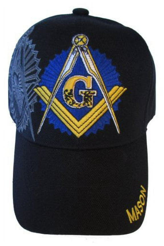 Freemason Embroidered Adjustable Hat Mason Masonic Lodge Baseball Cap (Black)