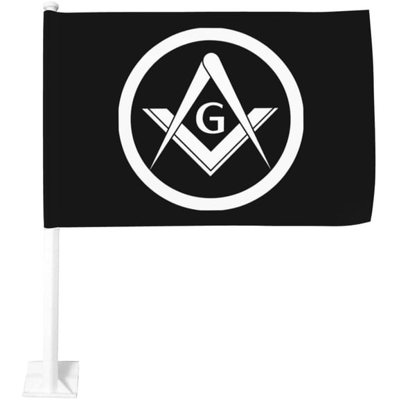 Freemason Logo Car Flag 12x18 Inch Window Clip Flag - Double Sided Fade Resistant Outdoor Decoration Let Your Cars Stand Out