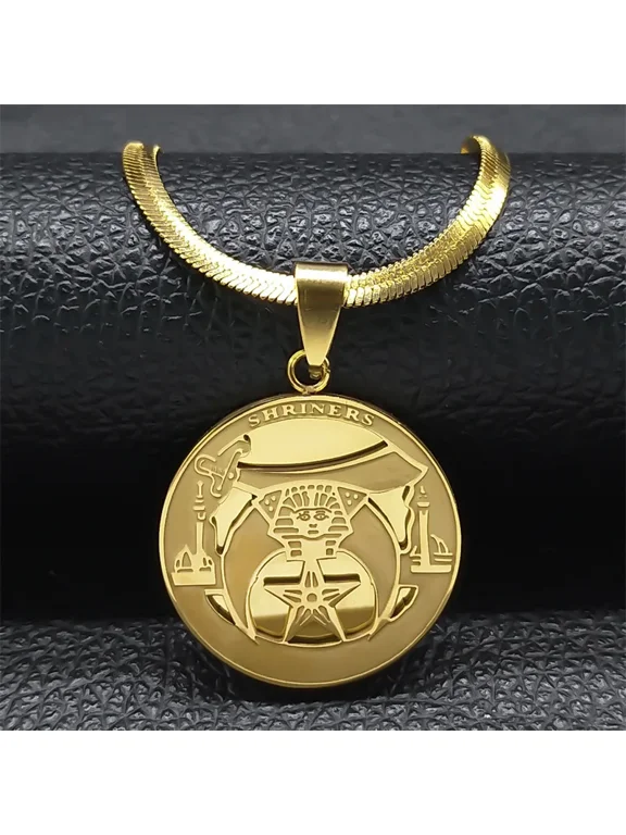 Freemason Masonic Shriner Symbol Necklace For Women Men Crafted In 14K Gold Filled, Timeless Fraternal Motif Neck Ornament Jewelry