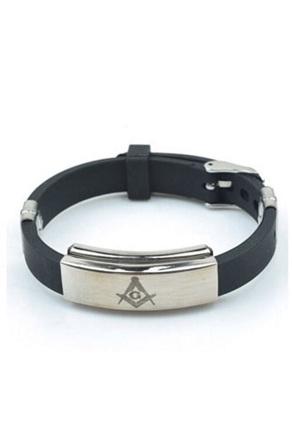 Freemason / Masonic Bracelet - Watch Style Black Rubber Mason Jewelry