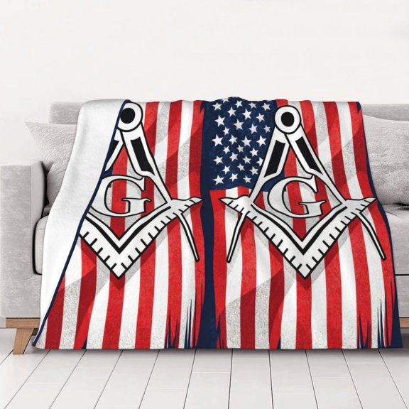 Freemason Masonic Flag Throws Blanket Fleece Soft Cozy Warm Plush for Travel Chair Bedroom Living Room Sofa 40"x30"