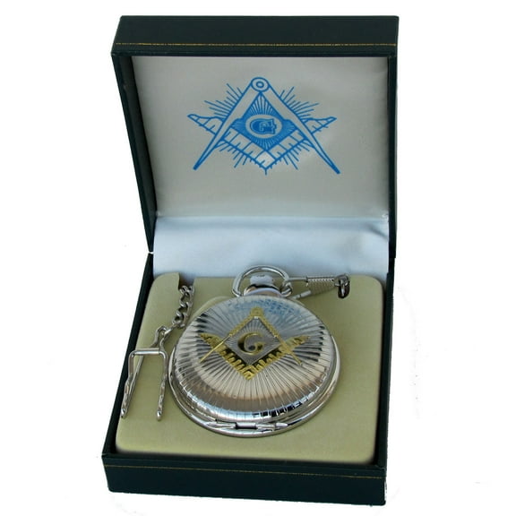 Freemason Master Free Mason Mens Pocket Watch Gold&Silver Tone Square&Compasses