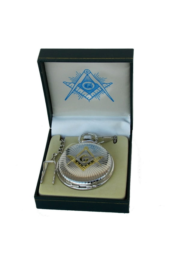 Freemason Master Free Mason Mens Pocket Watch Gold&Silver Tone Square&Compasses