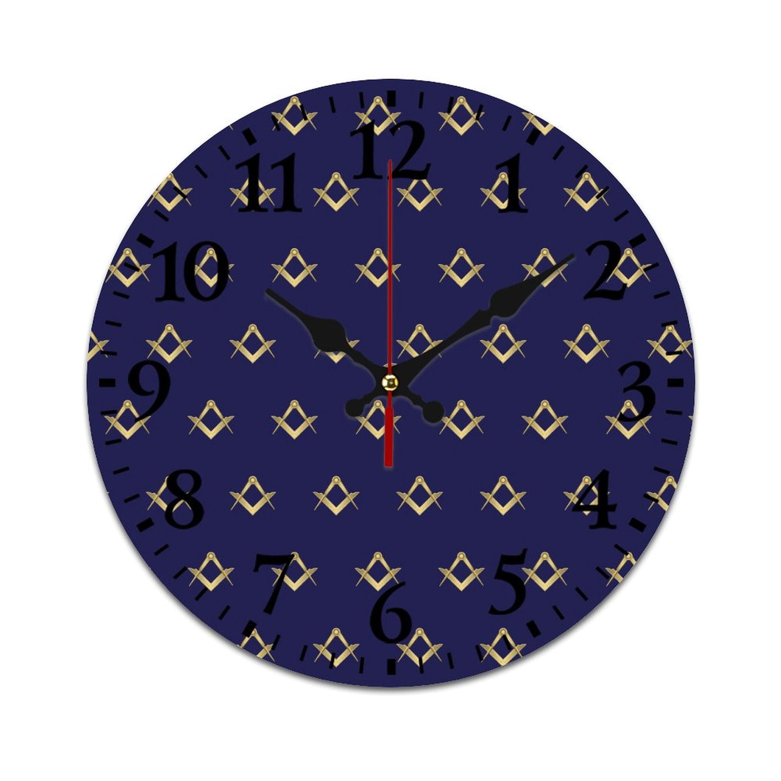 Freemason Pattern Gold Blue Square And Compass Wall Clock Modern Design ...