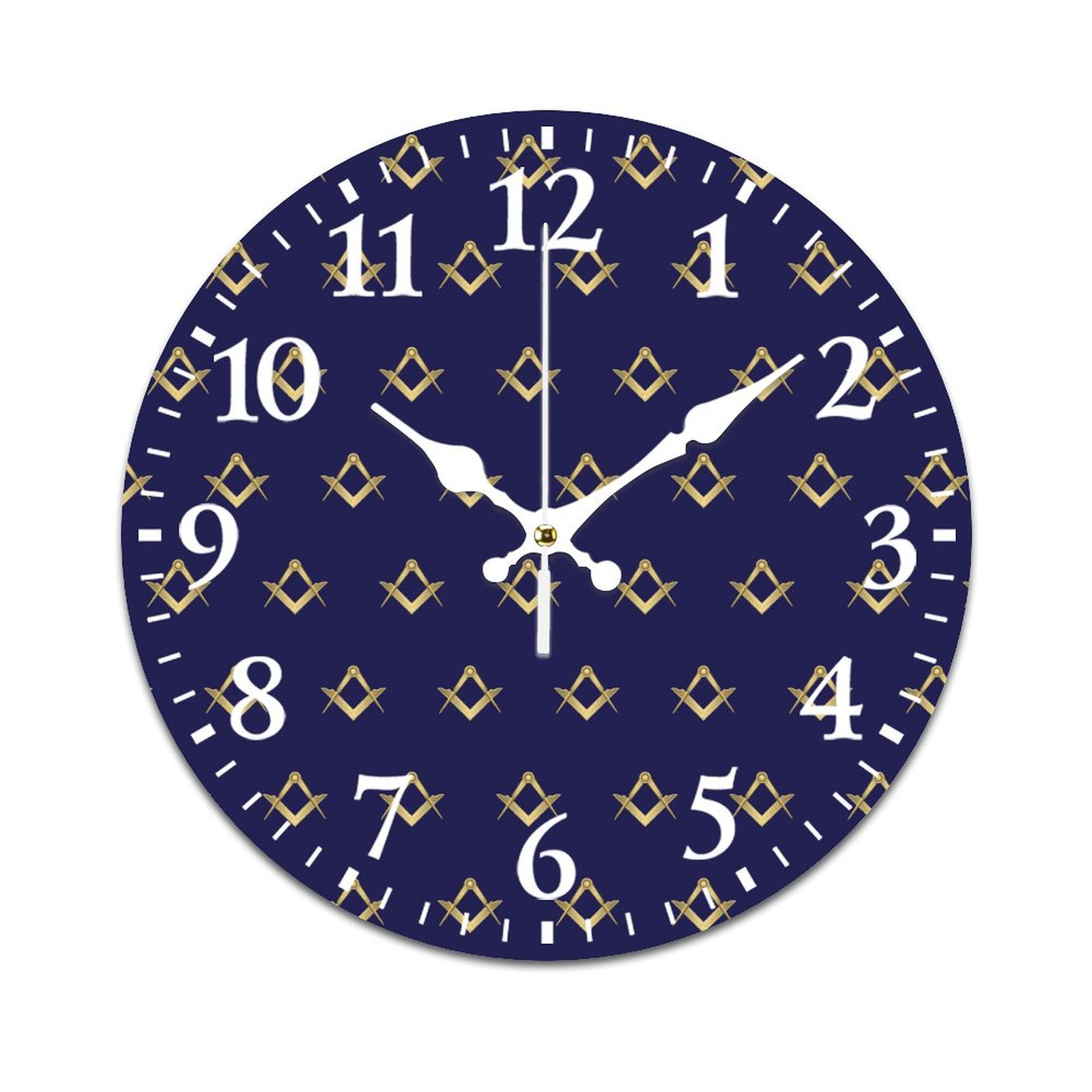 Freemason Pattern Gold Blue Square And Compass Wall Clock Modern Design ...