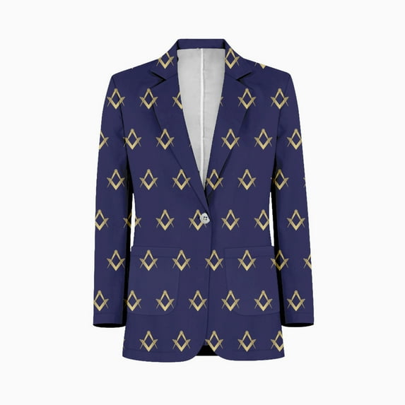 Freemason Pattern Gold Blue Square and Compass Customized Men's Suits full man Shawl Collar Gentleman Suits for Wedding Business