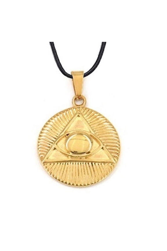 Freemason Pendant - Gold Plated Steel Masonic All Seeing Eye Pyramid Symbol