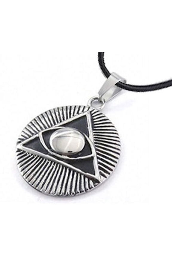 Freemason Pendant - Steel with Deep Etched Masonic All Seeing Eye Pyramid Symbol