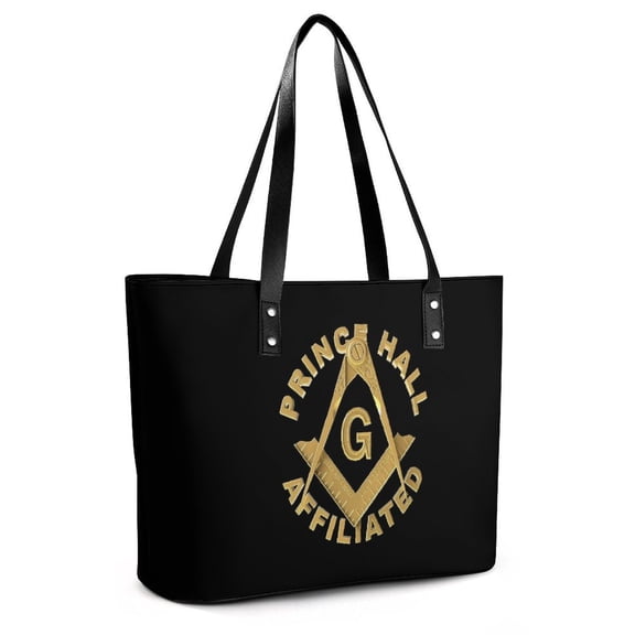 Freemason Prince Hall Affiliated Square & Compass Masonic Prince Hall Woman Leather Handbags Large Tote Bag Fashion Portable Handbags With Zipper