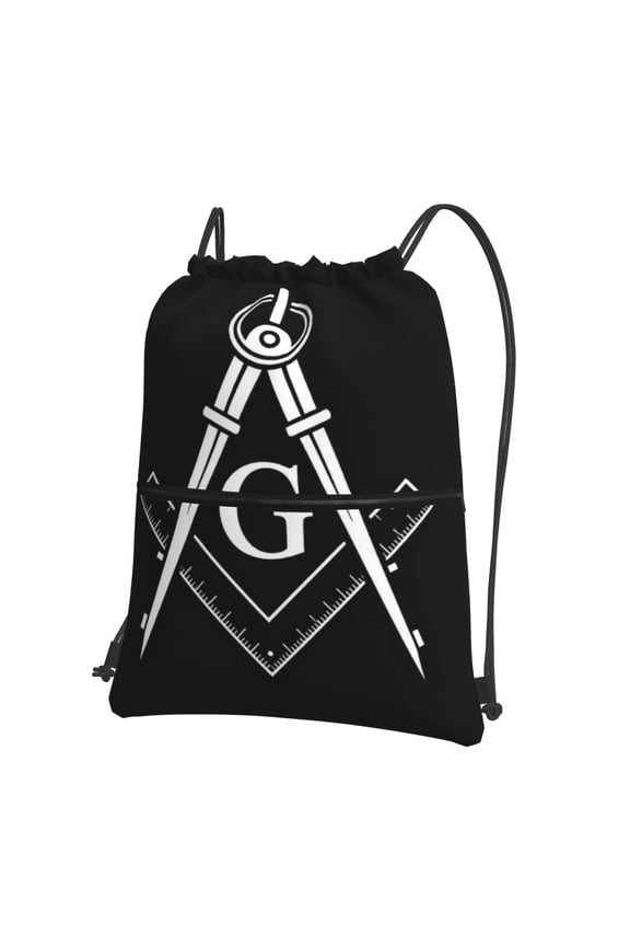 Freemason Square Compass Logo Drawstring Backpack Bag Water Resistant Yoga Shopping Cinch Bag Sackpack For Men Women