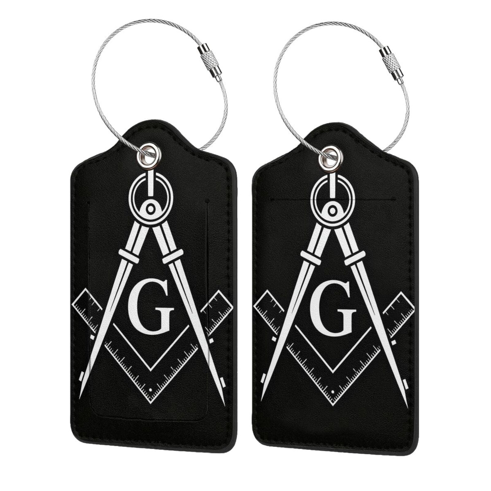 Freemason Square Compass Logo Leather Luggage Tag with Loops Suitcase ...