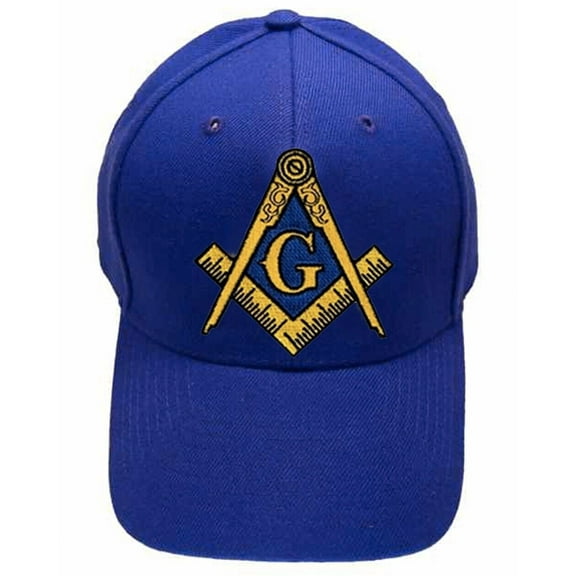 Freemason's Baseball Cap - Blue Hat with Blue and Gold Standard Masonic Symbol