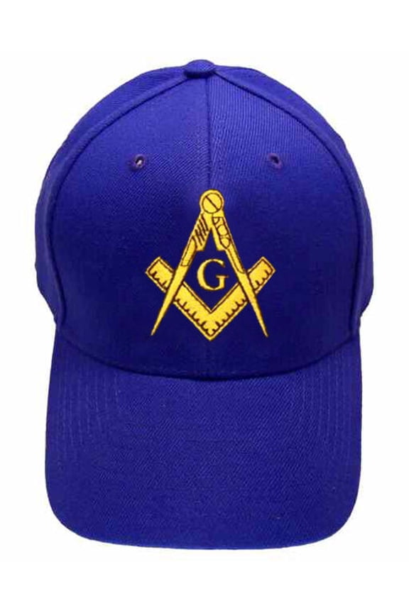 Freemason's Baseball Cap - Blue Hat with Golden Standard Masonic Symbol