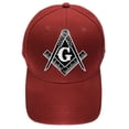 thumbnail image 1 of Freemason's Baseball Cap - Red Hat with Black and White Standard Masonic Symbol, 1 of 1