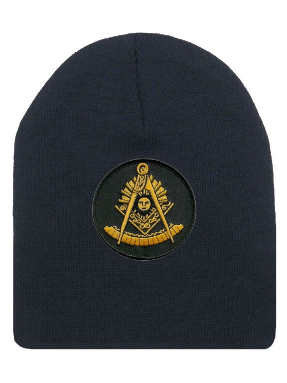 Freemason's Cap Winter - Black Beanie Hat with Golden Past Master Masonic Symbol