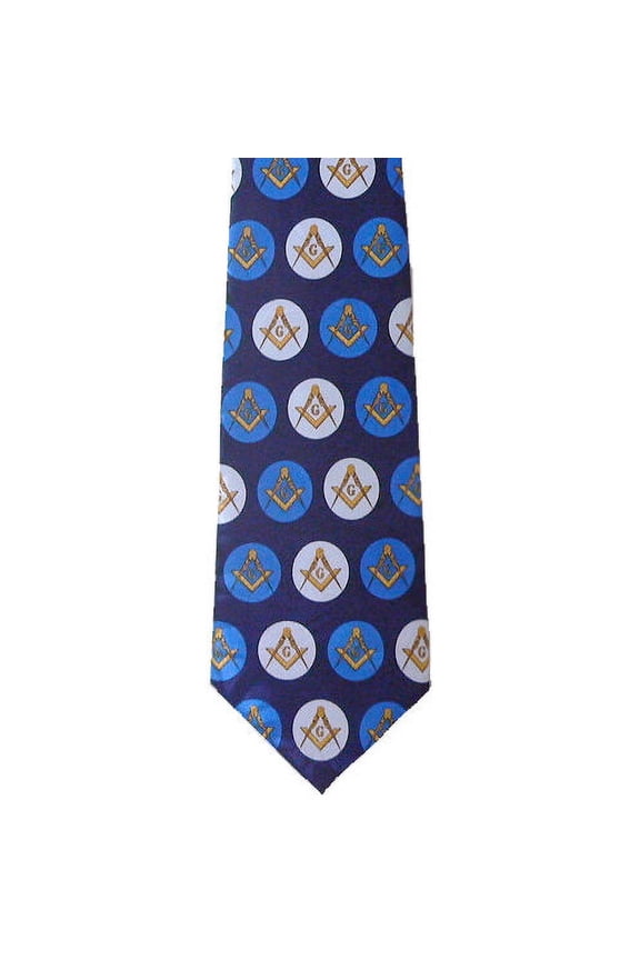 Freemason's Tie - Blue and White Polyester polka dot Masonic pattern
