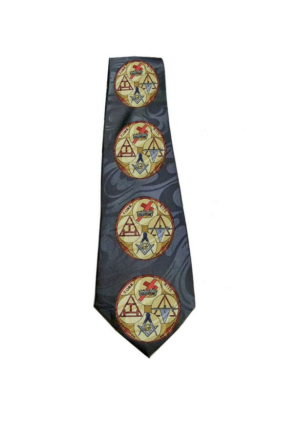 Freemason's Tie - York Rite Multi Symbol Masonic pattern design for Freemasons