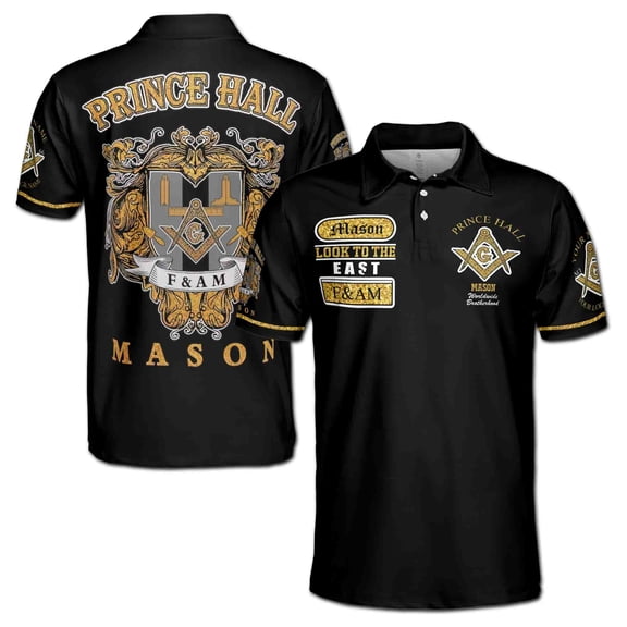 Freemasonry Prince Hall, Masonic Medieval Custom Name, Lodge Name and Number 3D Polo Shirt Size S-5XL