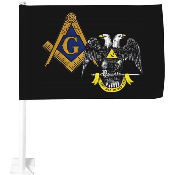 Freemasonry and Scottish Rite Car Flag 12x18 Inch Window Clip Flag - Double Sided Fade Resistant Outdoor Decoration Let Your Cars Stand Out