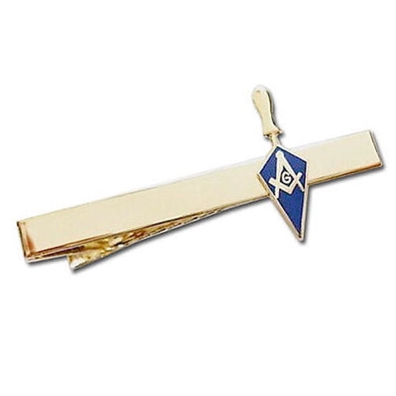 Freemasons Regalia - Masonic Lodge Blue Trowel Tie Clip / Tie Bar - Gold Color