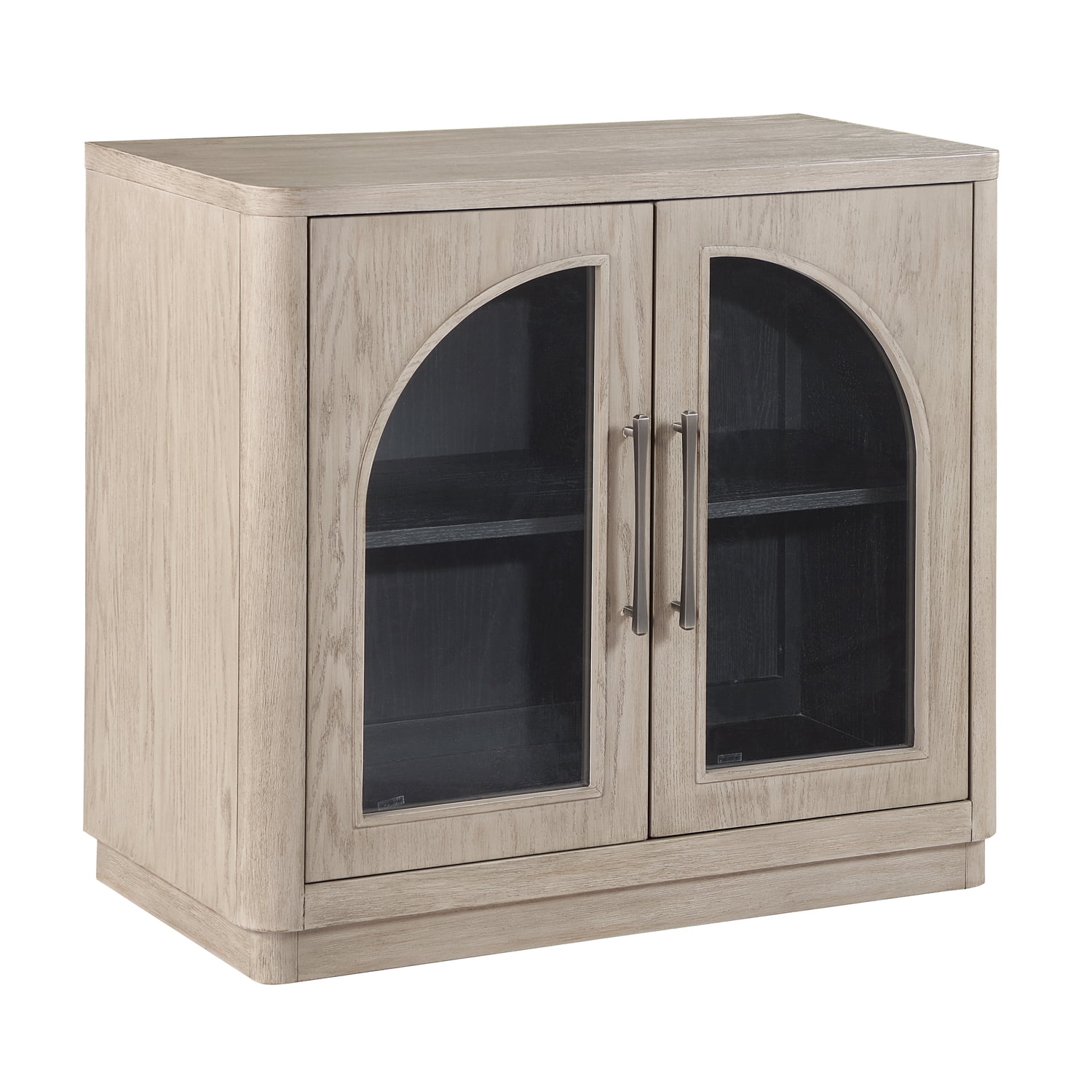 Freemont Light Natural Grey Two Door Cabinet with Arched Glass Inlay -  Walmart Business Supplies, image size:1500x1500