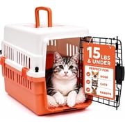 Freepet Hard-Sided Pet Carrier for Cats and Small Dogs, 20 inch, White/Orange