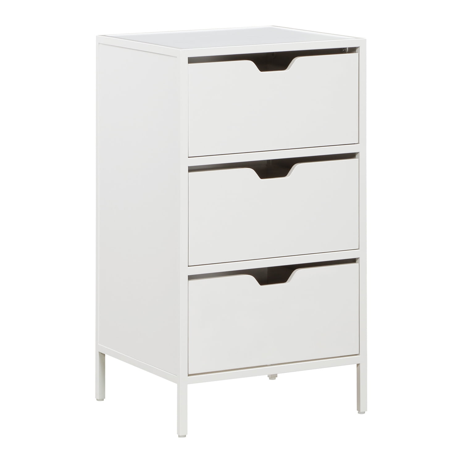 White Engineered Wood 3-Drawer Office Storage Cabinet