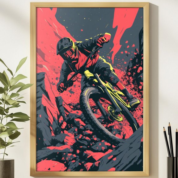 Freeride Mtb Rider Bold Graphic Mountain Bike Poster