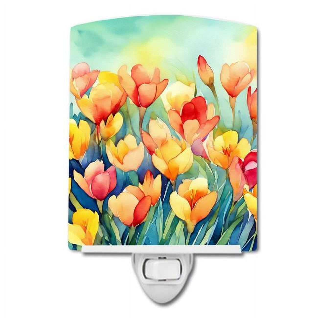 Freesias in Watercolor Ceramic Night Light 4 in x 6 in