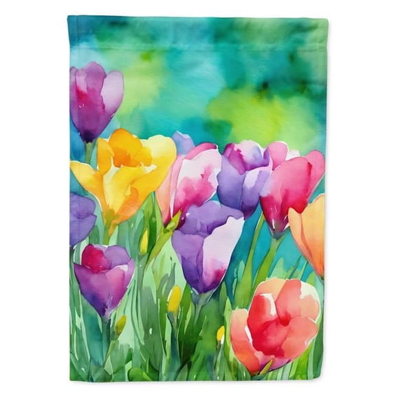 Freesias in Watercolor Garden Flag 11.25 in x 15.5 in