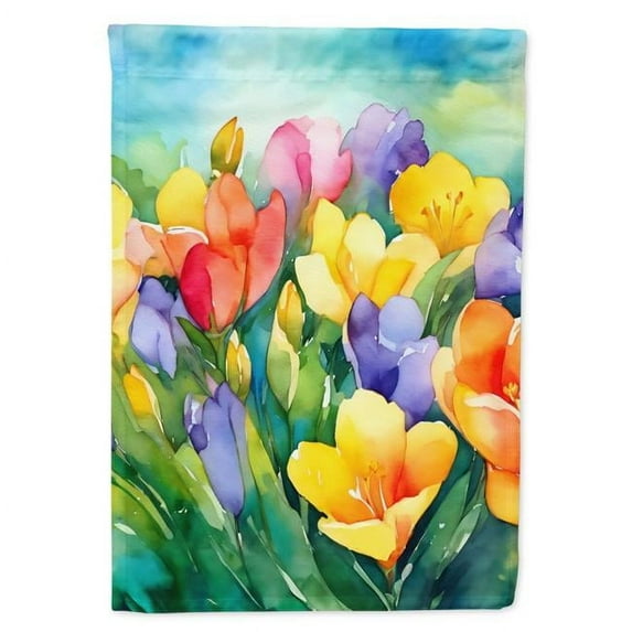 Freesias in Watercolor Garden Flag 11.25 in x 15.5 in