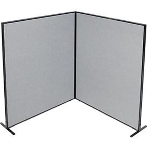 Freestanding 2-Panel Corner Room Divider - Gray - 60.25 x 72 in.