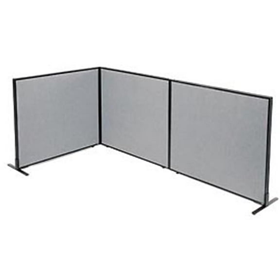 Freestanding 3-Panel Corner Room Divider - Gray - 48.25 x 42 in.