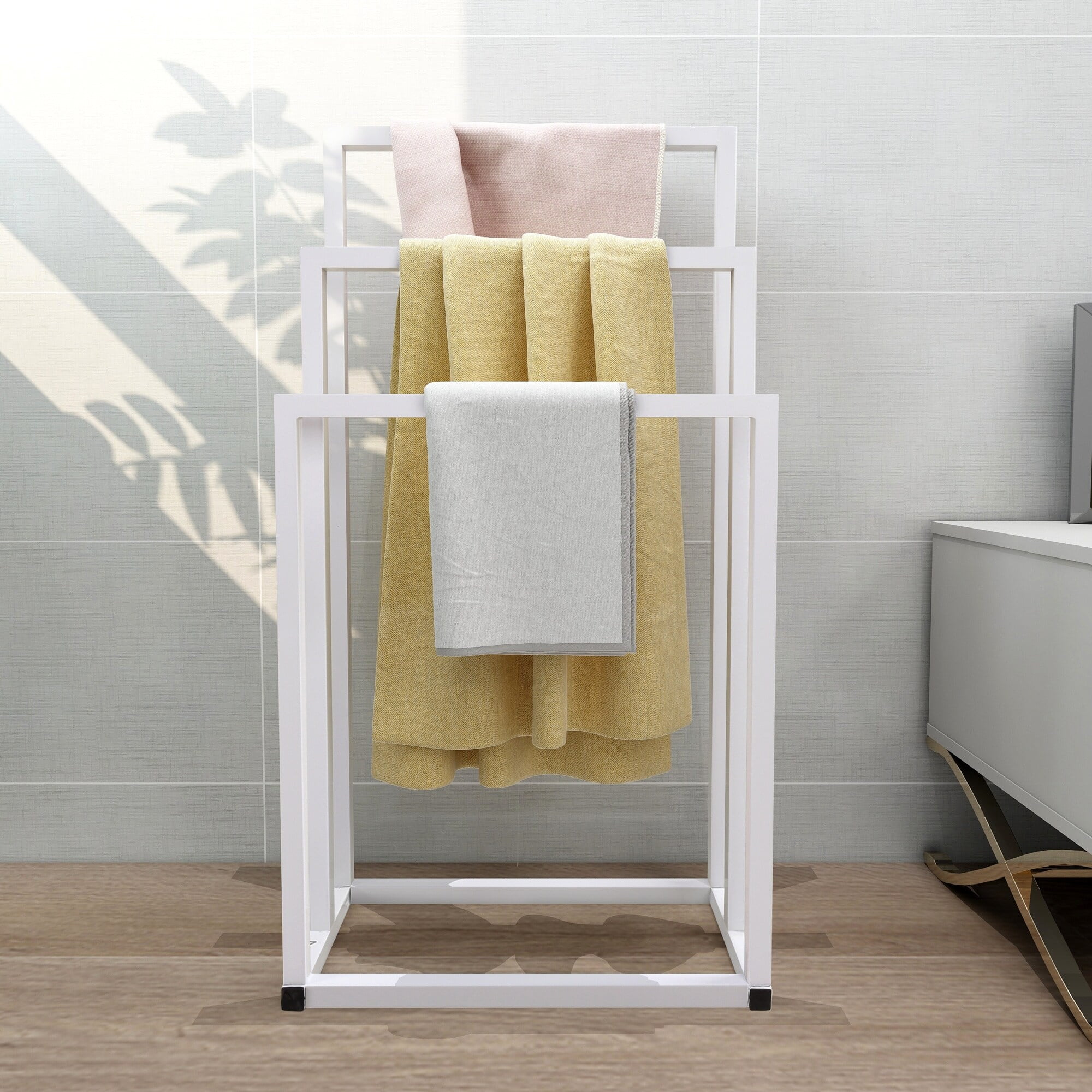 Freestanding 3 Tier Metal Towel Bar Towel Rack for Bathroom Bedroom Dressing Room White Walmart